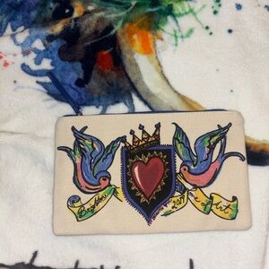 Brighton Multicolor Cosmetic Bag with Heart and Bird Design Year 2019